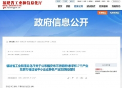 17个！福建省中小企业特色产业集群名单公布